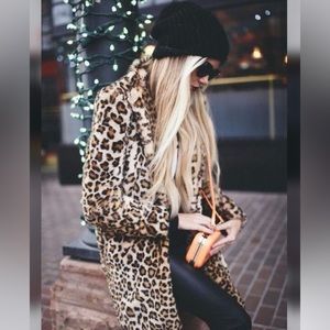 #41 New! Leopard Print Plush Vegan Fur Coat Jacket